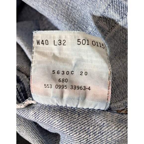 Vintage 90s Levis 501 Made in USA W40 L32 LIght Wash Whiskered Fade 553 Factory - Picture 3 of 11